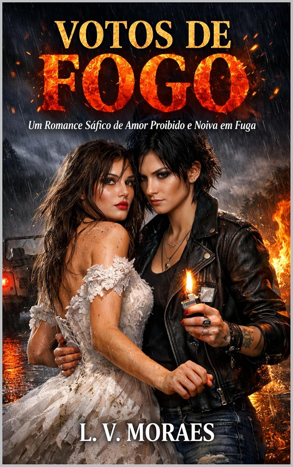 Capa de Votos de Fogo: Um Romance Sáfico de Amor Proibido e Noiva em Fuga